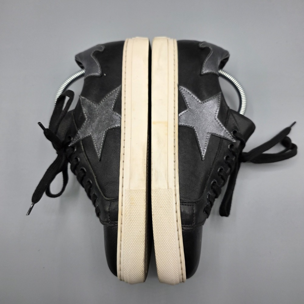 giopiu Sneakers Womens 37 Black Leather Star Low Top Lace Up Designer Shoes - Picture 9 of 16
